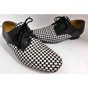 NUEVA EPOCA Werner Kerr Cordova Woven Black White Leather Dance Shoes sz 7